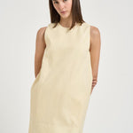 Abito donna corto smanicato giallo pastello S6SN18 A41 SEMICOUTURE 