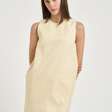Abito donna corto smanicato giallo pastello S6SN18 A41 SEMICOUTURE 