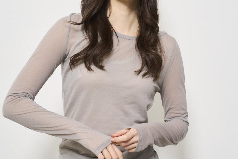 Maglia donna grigia semitrasparente 104653 A2CL11A PINKO 
