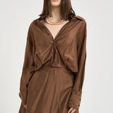 Abito donna midi satinato marrone 4020 T0161CHOCOLATE THE LATEST 