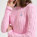 Maglione donna girocollo a trecce rosa 211971869 010 RALPH LAUREN 