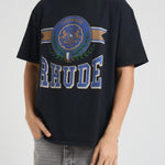 T-shirt uomo girocollo nera con stampa blu TT06012 VINTAGEBLACK0027 RHUDE 