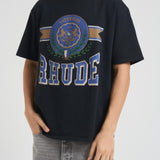 T-shirt uomo girocollo nera con stampa blu TT06012 VINTAGEBLACK0027 RHUDE 