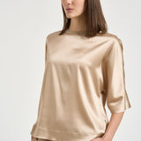 Blusa donna in raso beige A06871 2372E46E PESERICO 