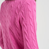 Maglia donna girocollo a treccia rosa 211971865 008 RALPH LAUREN 