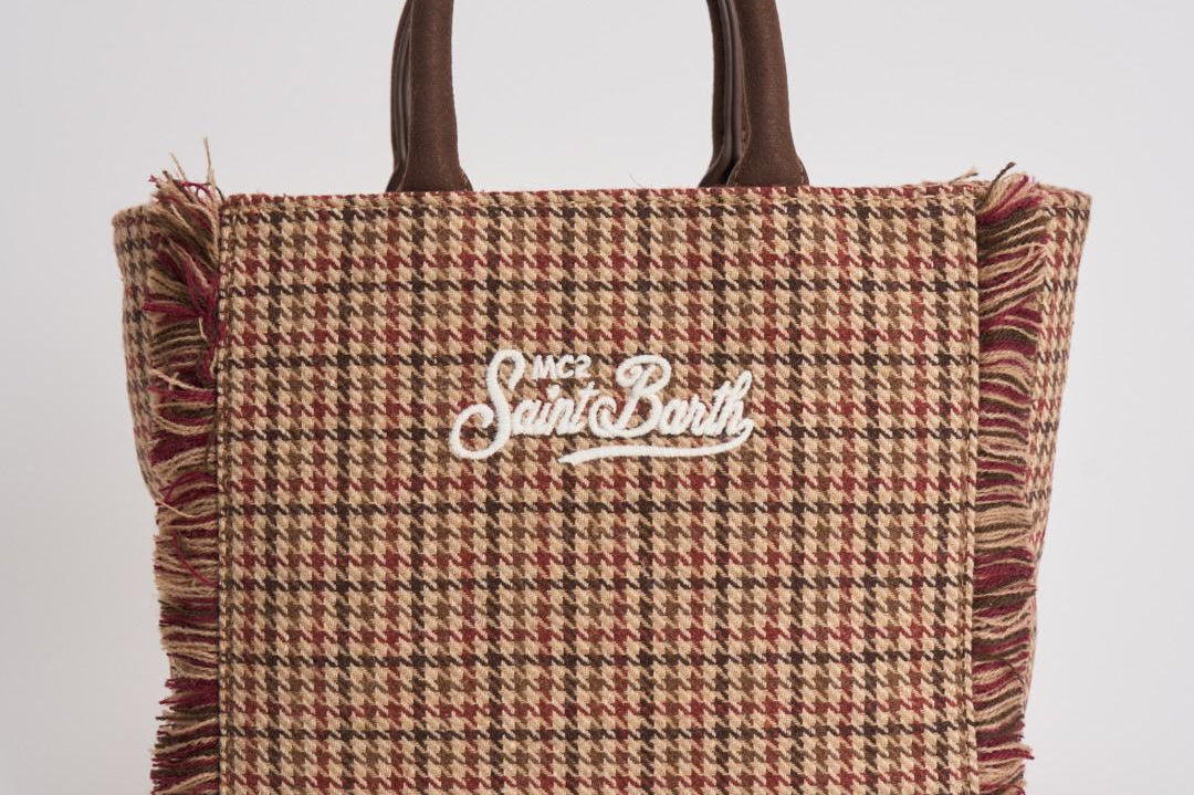 Borsa donna Vanity Mini Wool Pied de Poule marrone VANITYMNWL PDP45 MC2 SAINT BARTH 