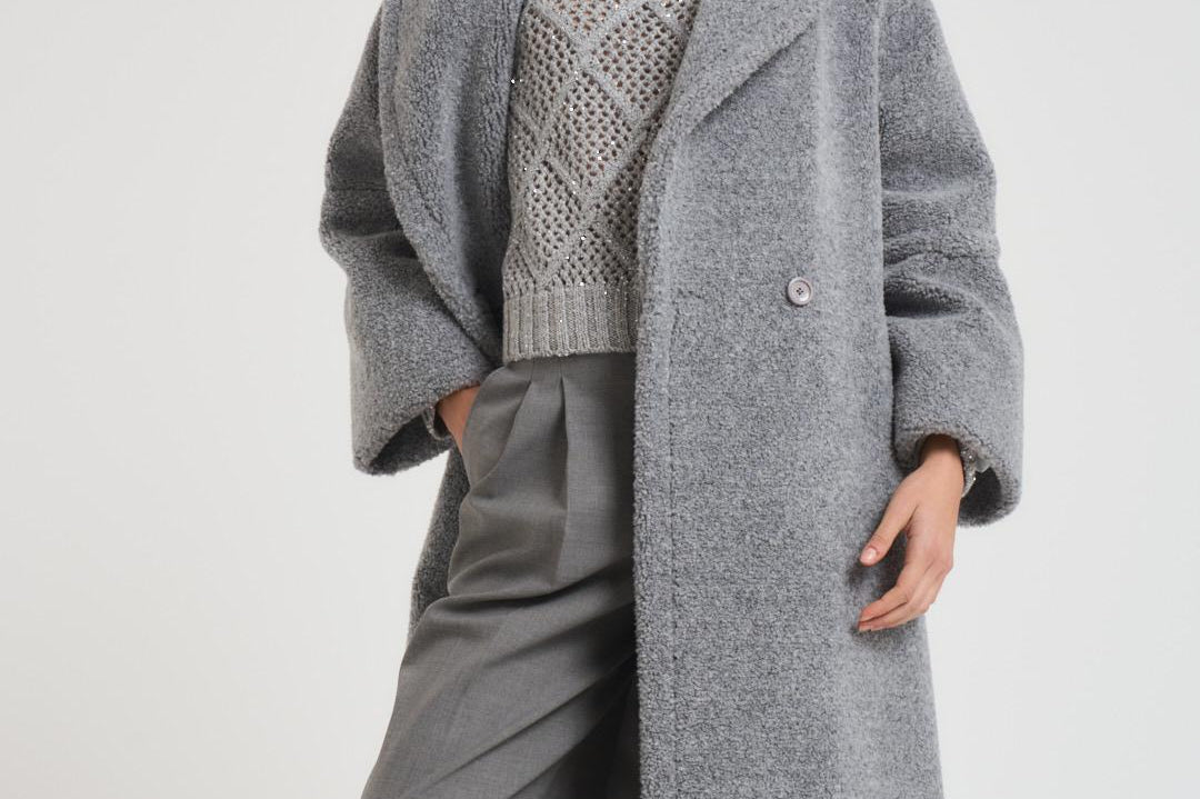 Cappotto donna teddy grigio chiaro CA000583D 9420 HERNO 