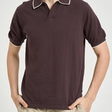 Polo uomo in maglia marrone SLOANCONTRAST 18 MC2 SAINT BARTH 
