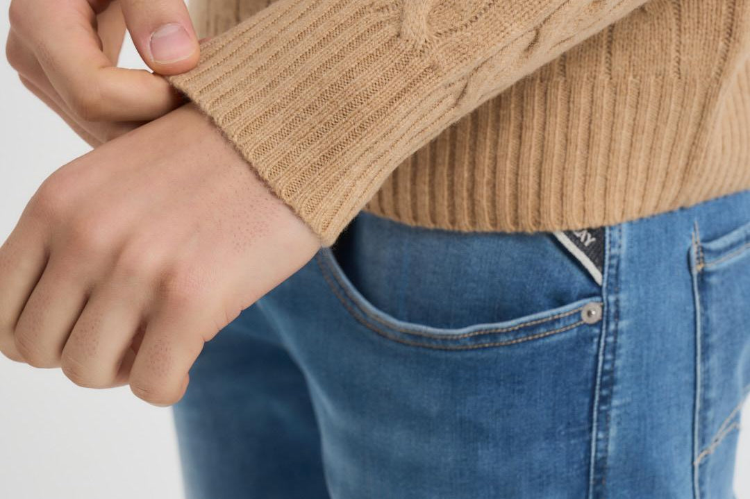 Maglia uomo a treccia cammello 710876762 009 RALPH LAUREN 