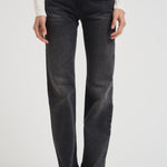 Jeans donna gamba dritta in denim nero STAR BLACKWASH HAIKURE 
