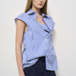 Camicia donna Nicol a righe celeste Y5SK34 75RIG SEMICOUTURE 