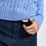 Maglione donna girocollo a trecce celeste 211971869 009 RALPH LAUREN 