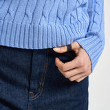 Maglione donna girocollo a trecce celeste 211971869 009 RALPH LAUREN 