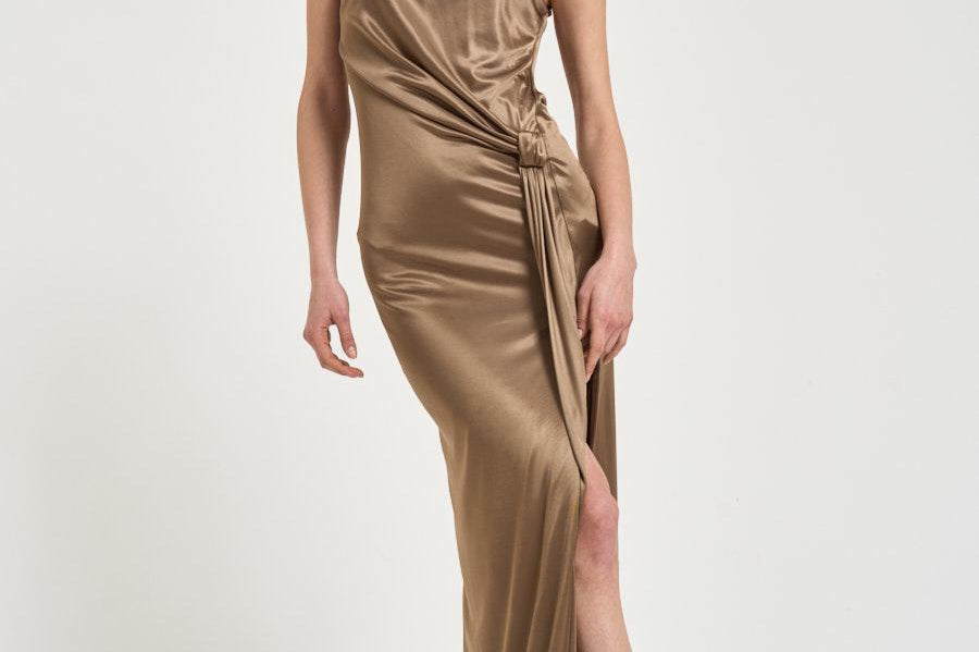 Abito donna drappeggiato tortora ABR24 229 ELISABETTA FRANCHI 