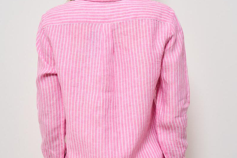 Camicia donna in lino gessata rosa 211970691 001 RALPH LAUREN 