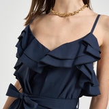 Blusa donna con balze blu D313354 CANYOX26012 P.a.r.o.s.h. 