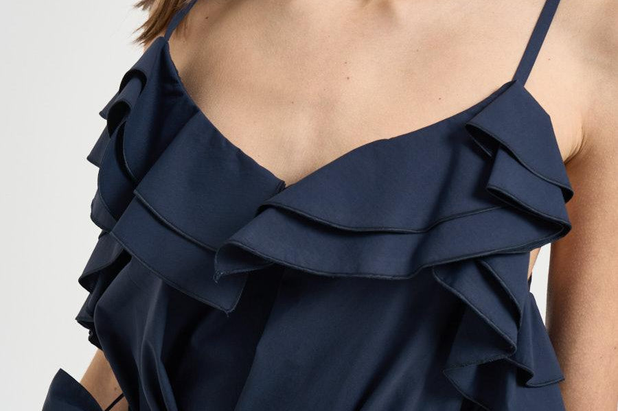 Blusa donna con balze blu D313354 CANYOX26012 P.a.r.o.s.h. 