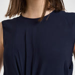 Blusa donna Aglaia con drappeggio blu F6ST55 N08 LIVIANA CONTI 
