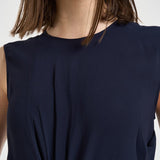 Blusa donna Aglaia con drappeggio blu F6ST55 N08 LIVIANA CONTI 