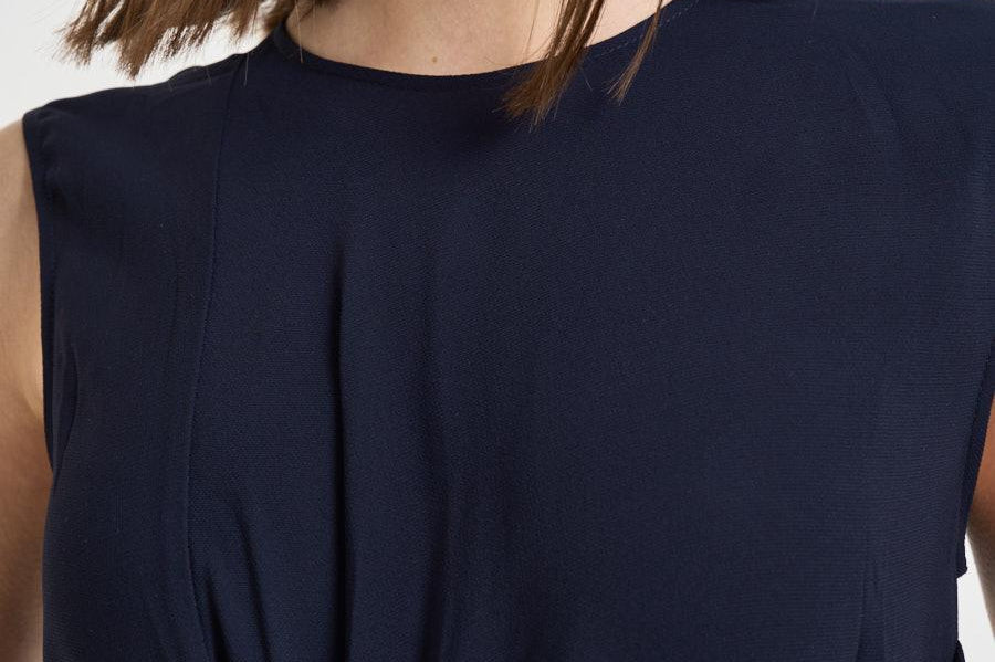 Blusa donna Aglaia con drappeggio blu F6ST55 N08 LIVIANA CONTI 