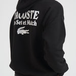 Felpa uomo con cappuccio con stampa multipla nera SH5947 031 LACOSTE 