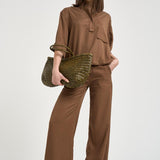 Blusa donna maniche a tre quarti marrone TYC01 MOCHA NINE IN THE MORNING 