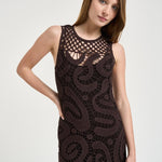 Abito donna lungo con ricami marrone 106361A354 BUFERAM05 PINKO 