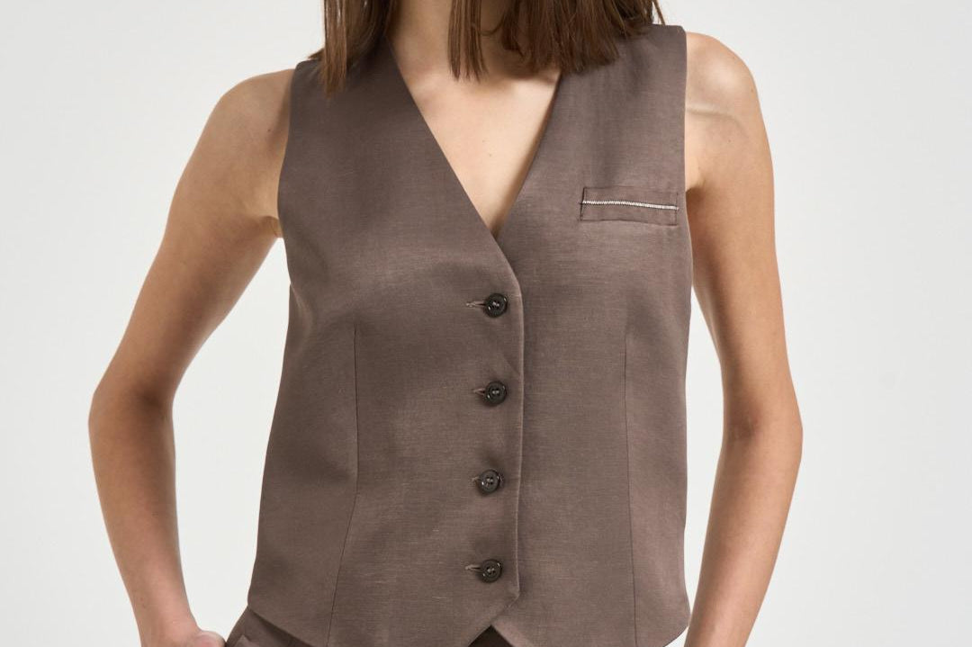 Gilet donna tortora A03031 01926151 PESERICO 