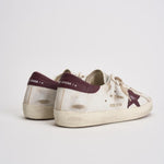 Sneakers uomo Super-star bianca e bordeaux GMF00101 F00811410350 GOLDEN GOOSE 