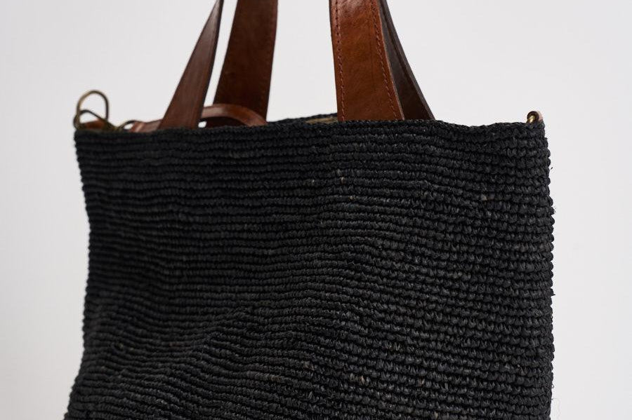 Borsa donna Mirozy in rafia nera MIROZY BLACK IBELIV 
