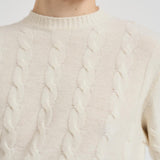 Maglia uomo girocollo a treccia panna 25FCCM010439 101 ACCADEMIE TESSILI 