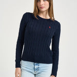 Maglia donna girocollo a trecce blu notte 211971869 008 RALPH LAUREN 