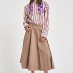 Gonna donna midi in cotone beige 101956 D6594600 INCOTEX 