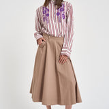 Gonna donna midi in cotone beige 101956 D6594600 INCOTEX 