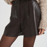 Bermuda donna in pelle marrone scuro D210595S MACIOCK086MORO P.a.r.o.s.h. 