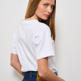 T-shirt donna girocollo bianca AXT801 WHITEXRED COMME DES GARCON PLAY 