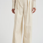 Pantalone donna Lou a palazzo gessato panna 10863 MTL66 ANINE BING 