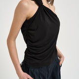 Top donna monospalla con nodo nero 106544A37V KRISTELZ99 PINKO 