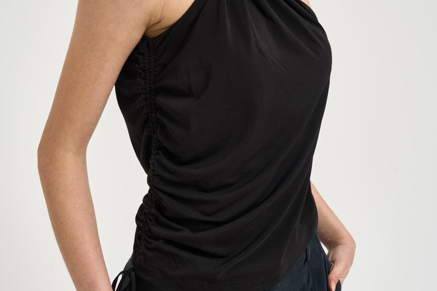 Top donna monospalla con nodo nero 106544A37V KRISTELZ99 PINKO 