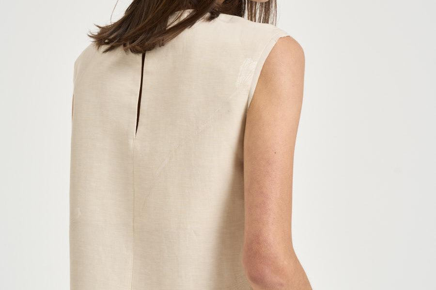 Blusa donna con foglie ricamate avana 5S1023 L9487400 GLANSHIRT 
