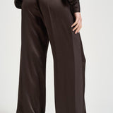 Pantalone donna satinato marrone Y6SM39 V22 SEMICOUTURE 