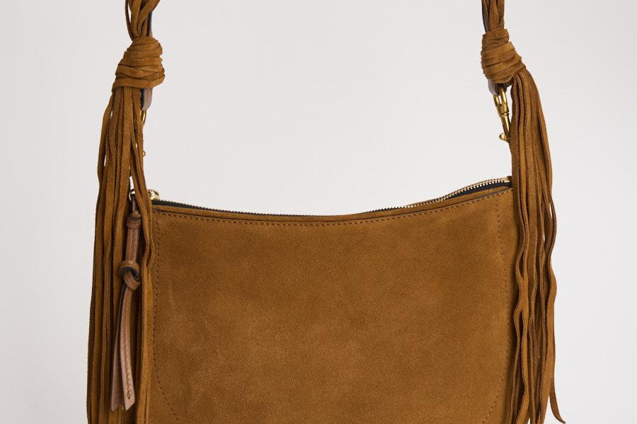 Borsa Oskan Soft Zip Franges in suede cammello BF0066FG D2C17MCOGNAC ISABEL MARANT 