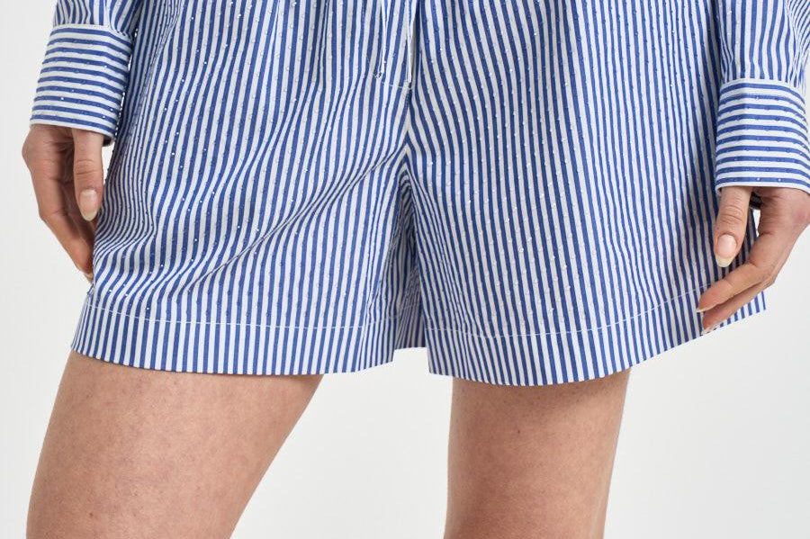 Shorts donna a righe blu e strass D210604 CASHINE883 P.a.r.o.s.h. 