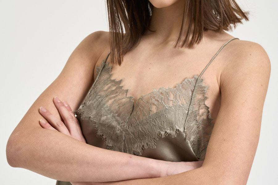 Top donna satinato verde oliva NEWIN OLIVEGREEN IRO 