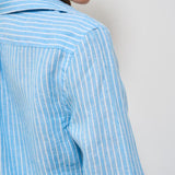 Camicia donna in lino gessata celeste 211970691 004 RALPH LAUREN 