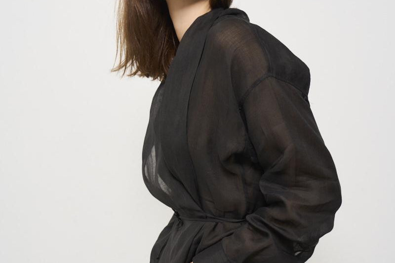 Blusa donna semitrasparente nera 13891 8014 FORTE FORTE 