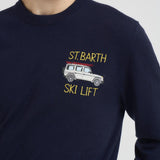 Maglia uomo girocollo con ricamo blu HERON LTEMBRYCARLIFT61 MC2 SAINT BARTH 