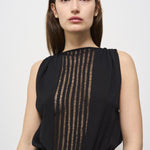 Top nero donna con ricamo frontale ULZIE BLACK IRO 
