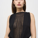 Top nero donna con ricamo frontale ULZIE BLACK IRO 
