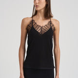 Top in seta con dettagli pizzo donna MAELLY BLACK IRO 